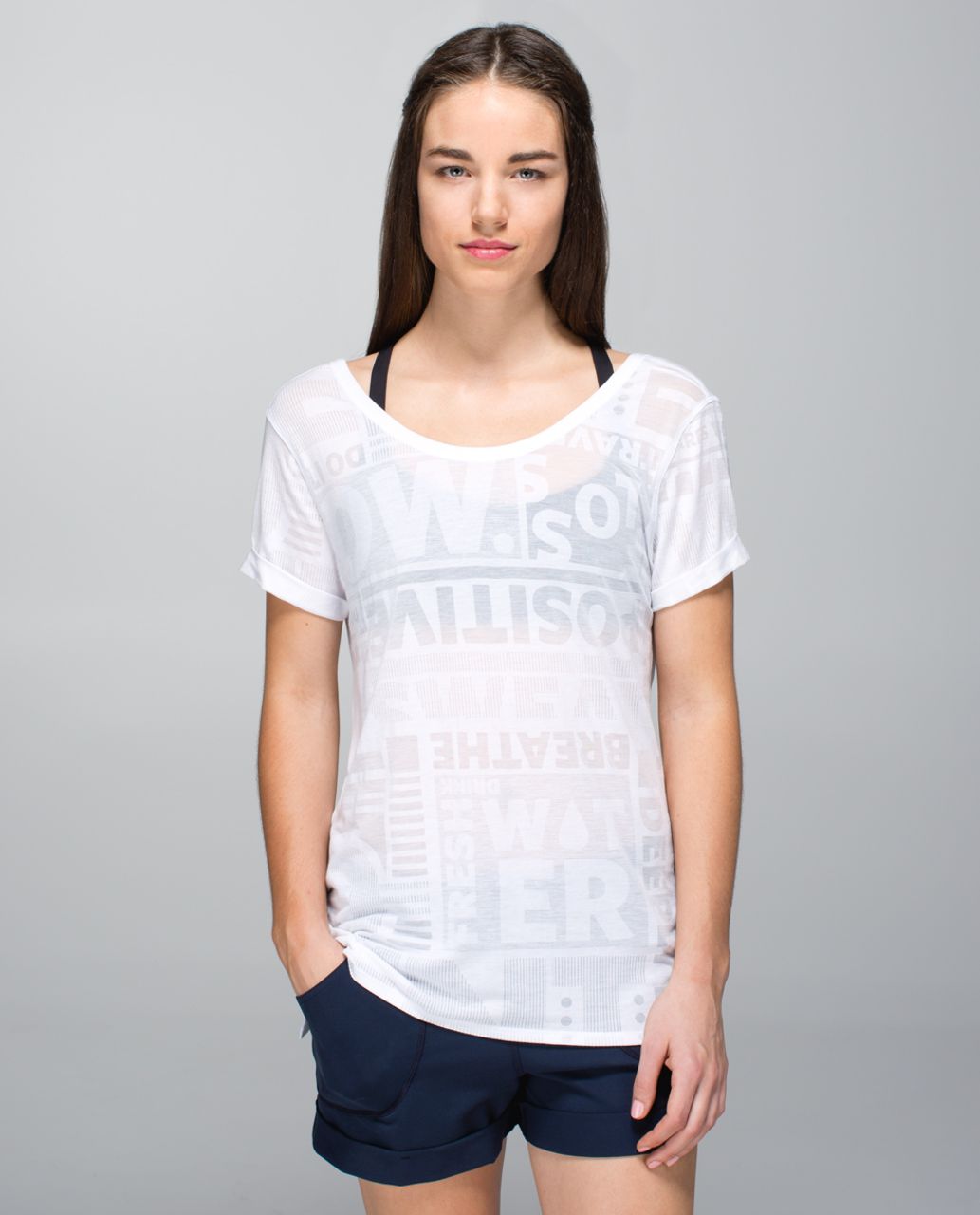 Lululemon Trikonasana Tee - Exploded Manifesto Pop Block Burnout White / White