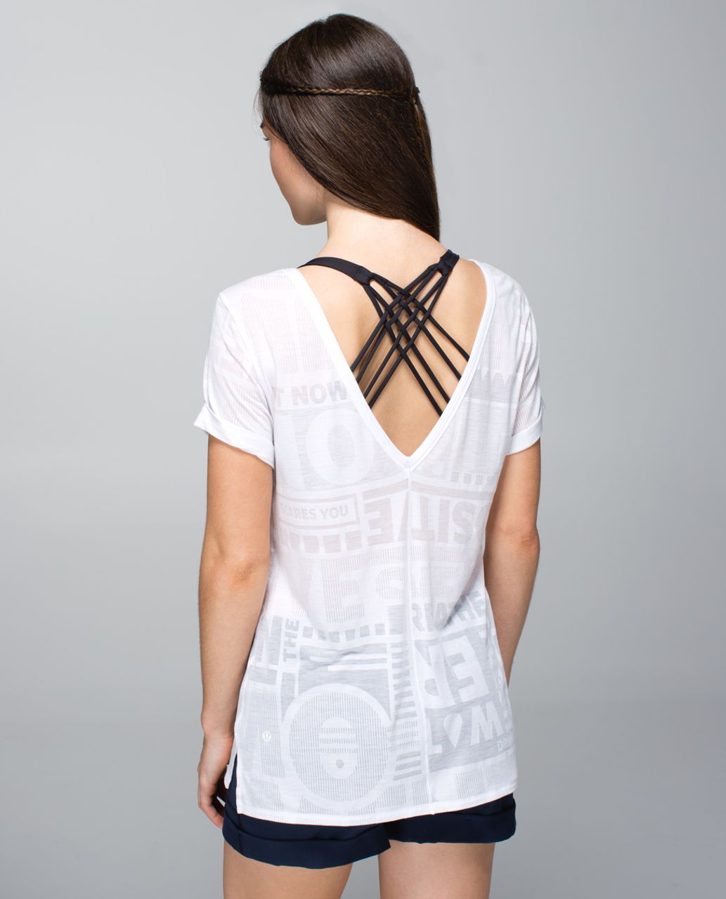 Lululemon Trikonasana Tee - Exploded Manifesto Pop Block Burnout White / White