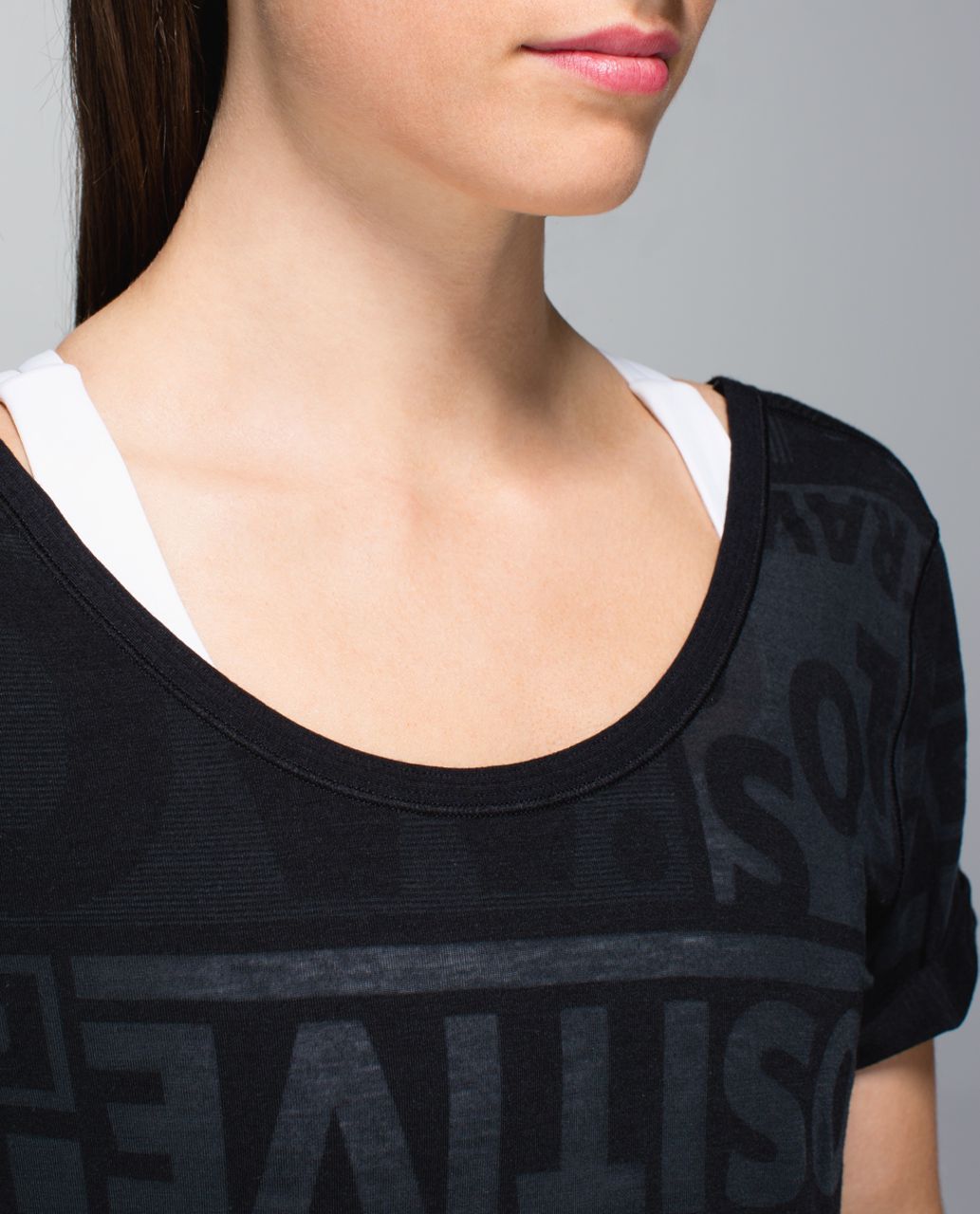 Lululemon Trikonasana Tee - Exploded Manifesto Pop Block Burnout Black / Black