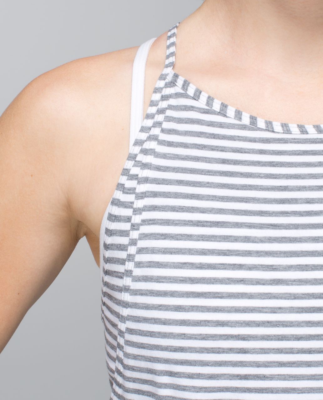 Lululemon Vita Loca Tank - Classic Stripe White Heathered Medium Grey