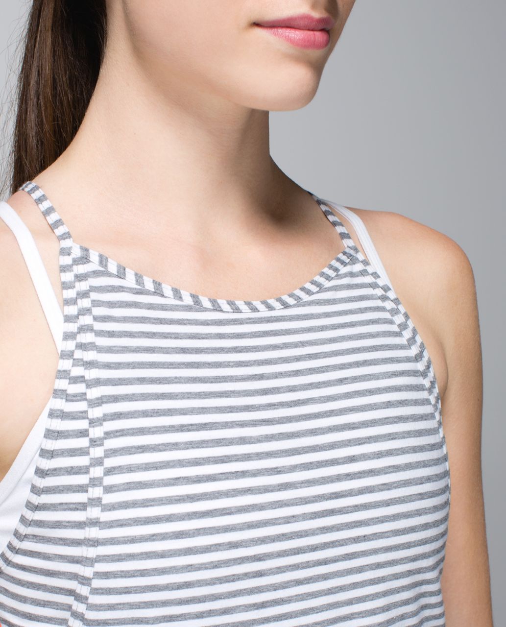 Lululemon Vita Loca Tank - Classic Stripe White Heathered Medium Grey