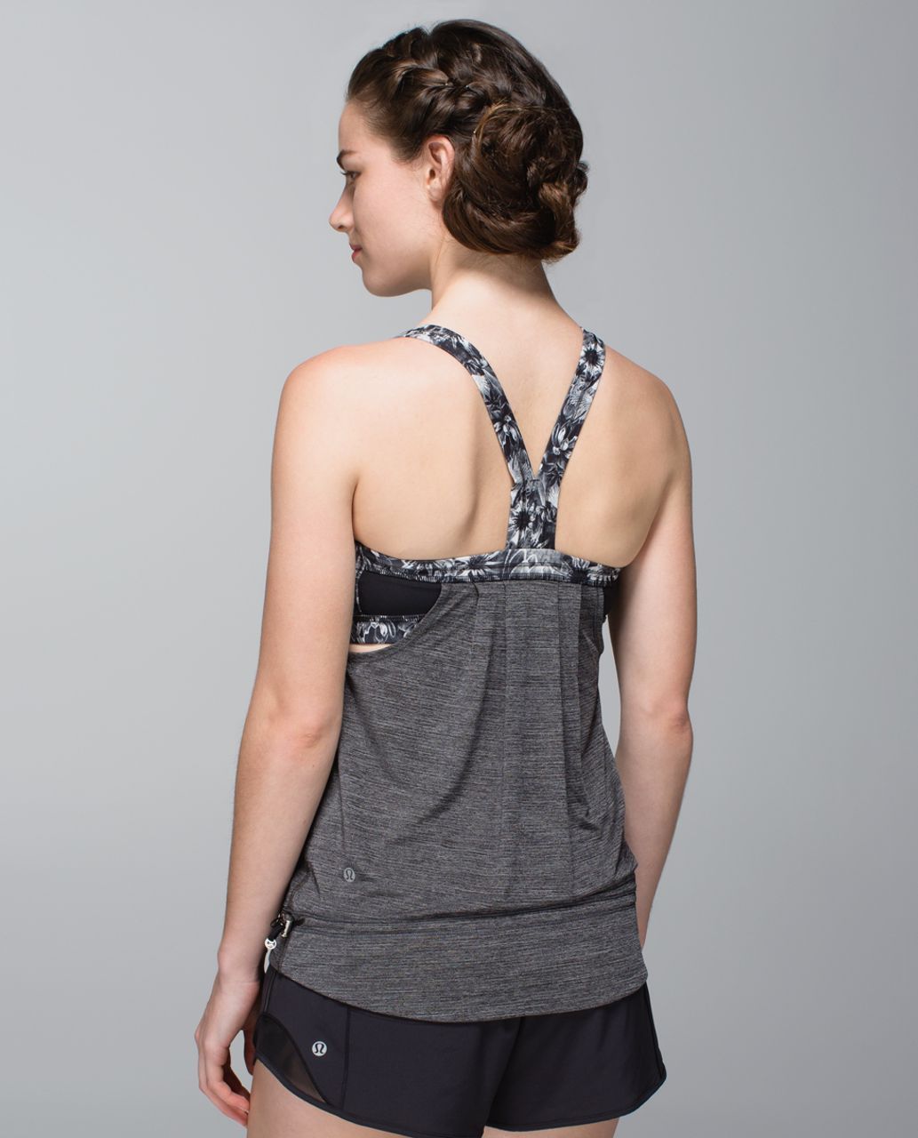 Lululemon Rest Less Tank - Heathered Black / Flowabunga Black