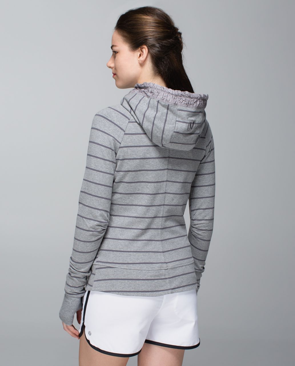 Lululemon Jacket Womens 8 Gray Heathered Hooded Zip Running 106259