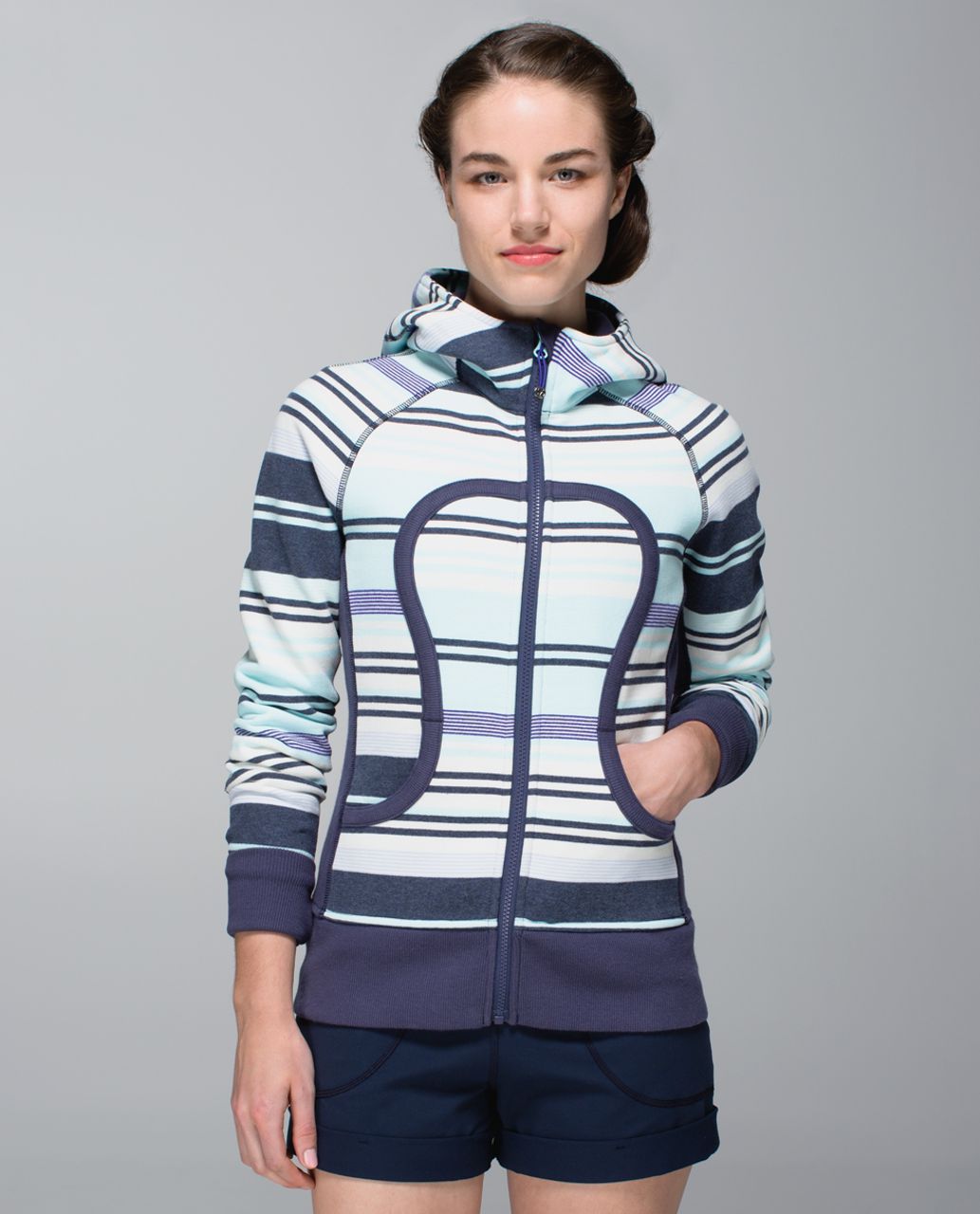 Lululemon Scuba Hoodie II - Groovy Stripe Heathered Cadet Blue / Aquamarine / Cadet Blue