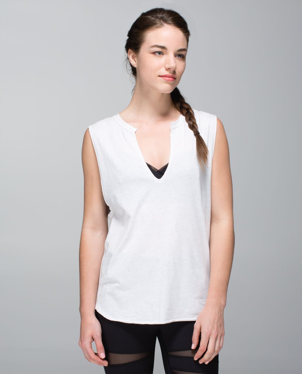 Lululemon Yogi Cut Off Tee - Heathered White