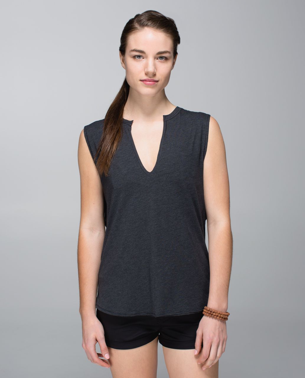 Lululemon Yogi Cut Off Tee - Heathered Black