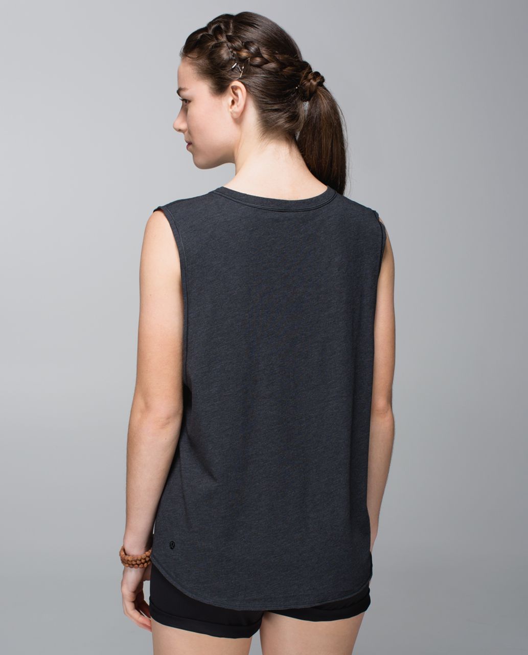 Lululemon Yogi Cut Off Tee - Heathered Black