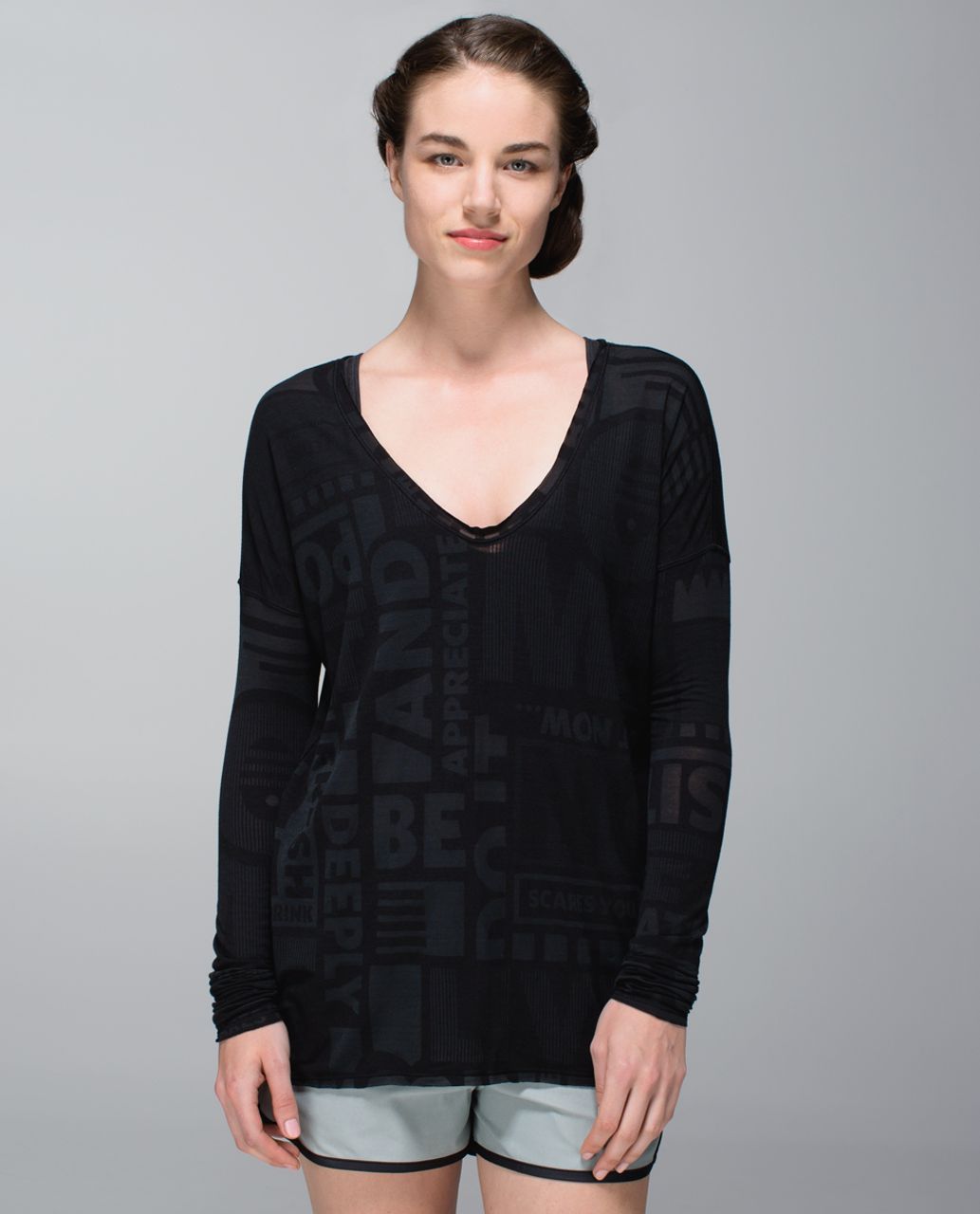 Lululemon Flip Your Dog Long Sleeve - Exploded Manifesto Pop Block Burnout  Black - lulu fanatics