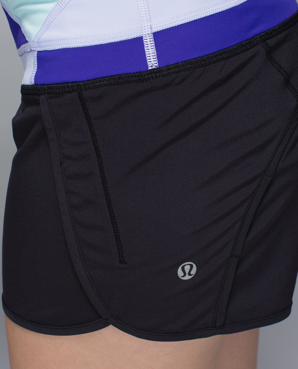 Lululemon Run Times Short *2-way stretch - Black / Su14 Quilt 34