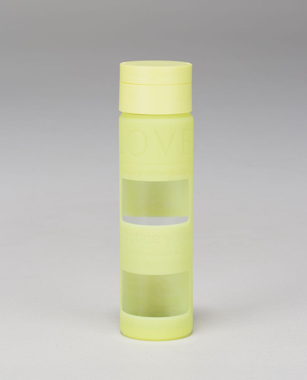 Lululemon Pure Focus Water Bottle Glass Lime Green Yellow Silicone