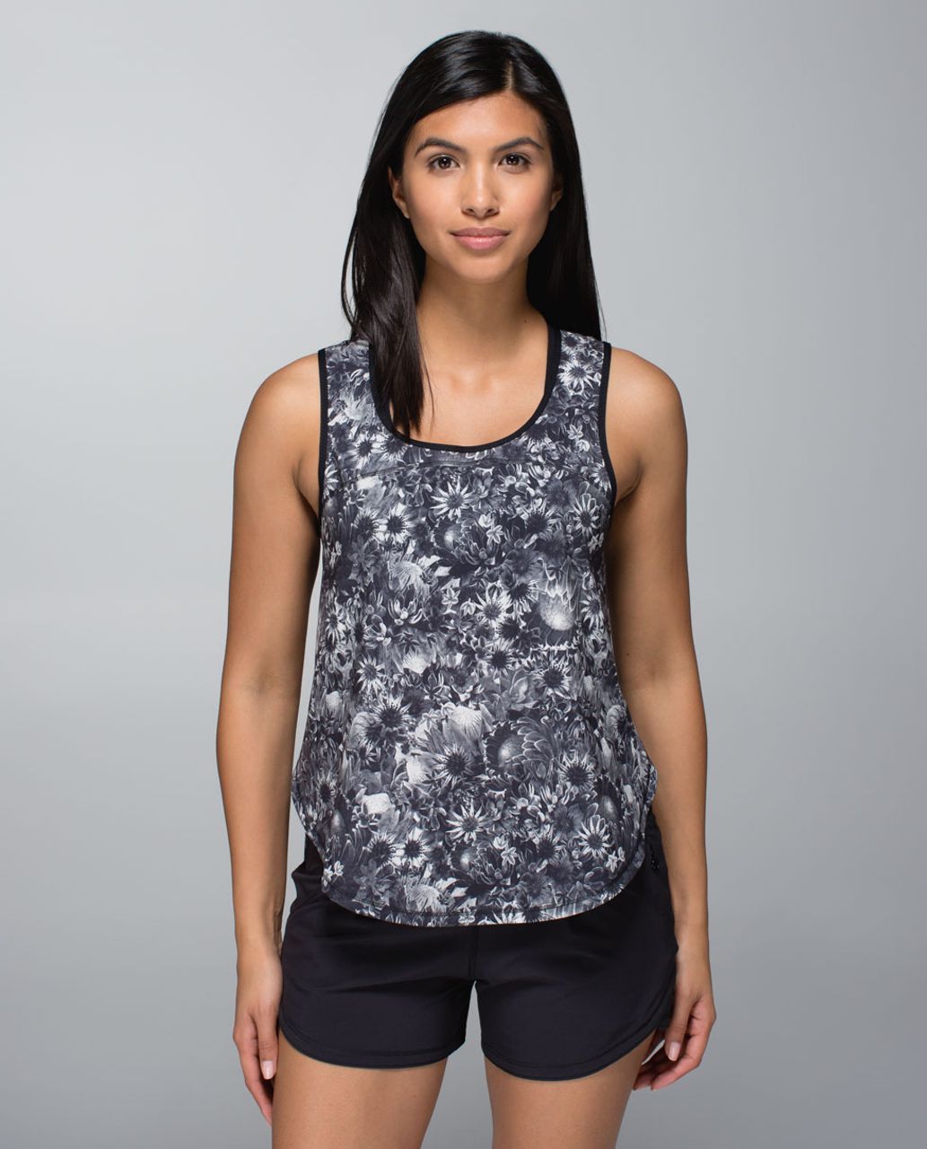 Lululemon Run: Split Singlet - Flowabunga Black Angel Wing / Black ...