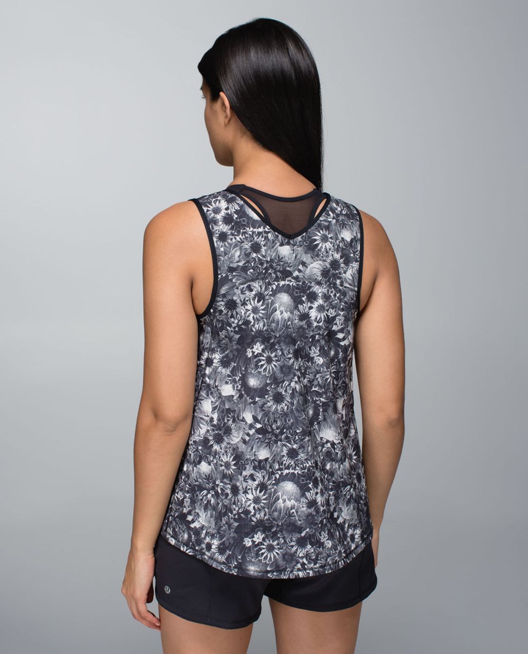 Lululemon Run:  Split Singlet - Flowabunga Black Angel Wing / Black