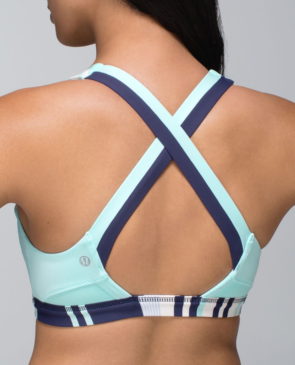 Lululemon Run:  Stuff Your Bra II - Groovy Stripe Cadet Blue / Aquamarine / Cadet Blue