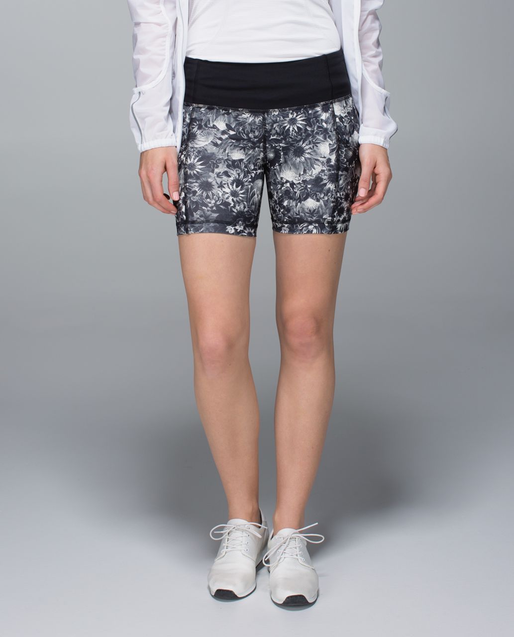 Lululemon Run:  Dart & Dash Short *Block-It Pocket - Flowabunga Black Angel Wing / Black