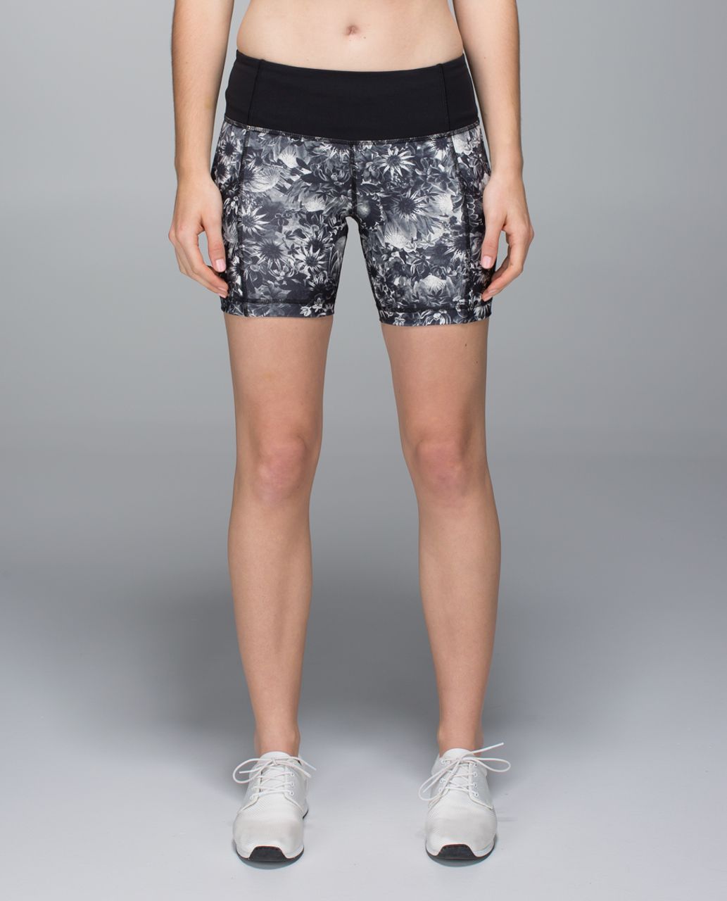 Lululemon Run:  Dart & Dash Short *Block-It Pocket - Flowabunga Black Angel Wing / Black