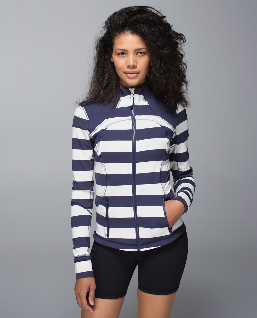 Lululemon Forme Jacket *Cuffins - Steep Stripe Cadet Blue Horizontal / Cadet Blue