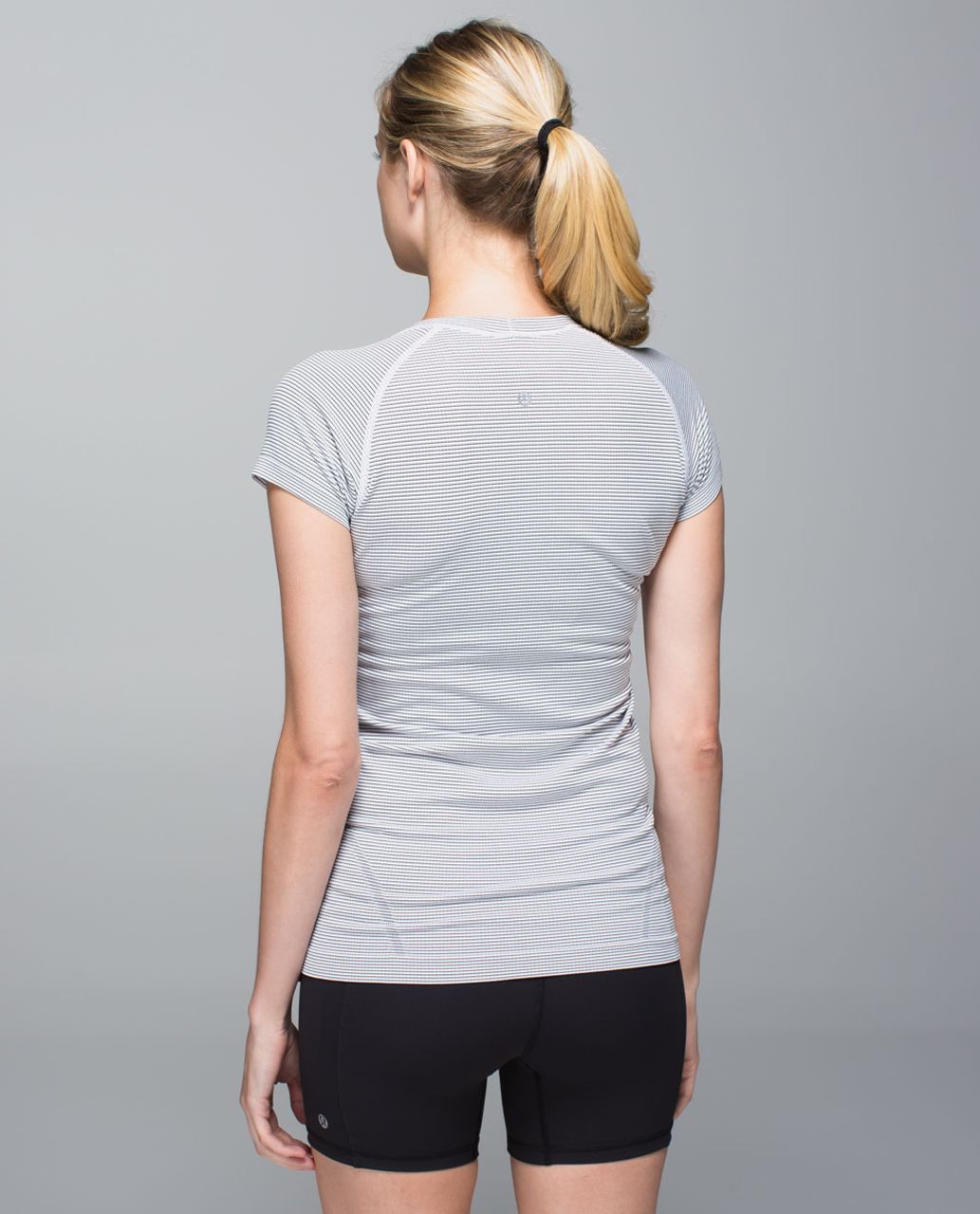 Lululemon Run:  Swiftly Tech Short Sleeve Scoop - Hyper Stripe White