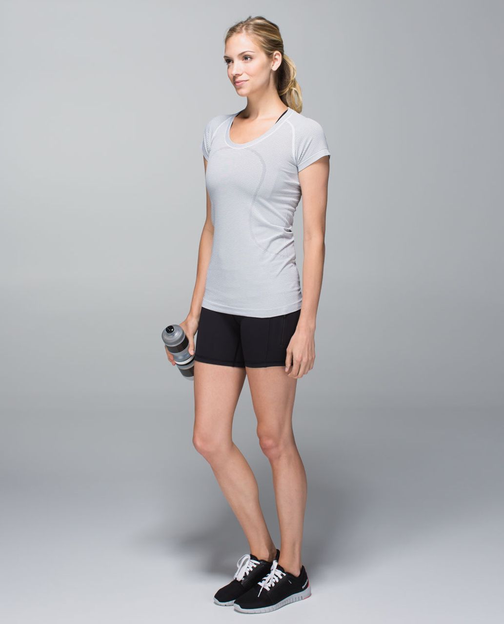 Lululemon Run:  Swiftly Tech Short Sleeve Scoop - Hyper Stripe White