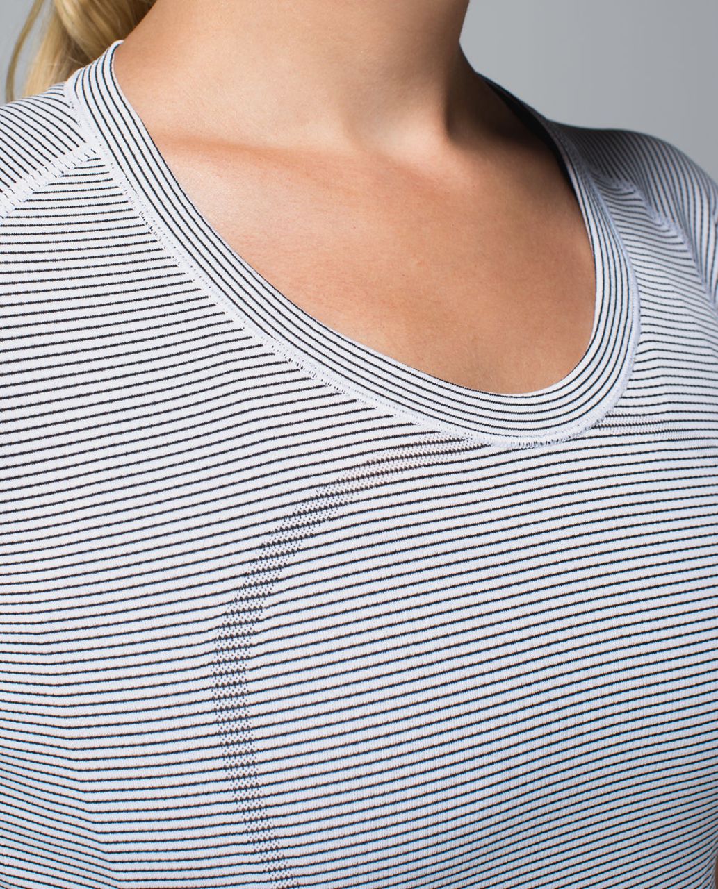 Lululemon Run:  Swiftly Tech Short Sleeve Scoop - Hyper Stripe White