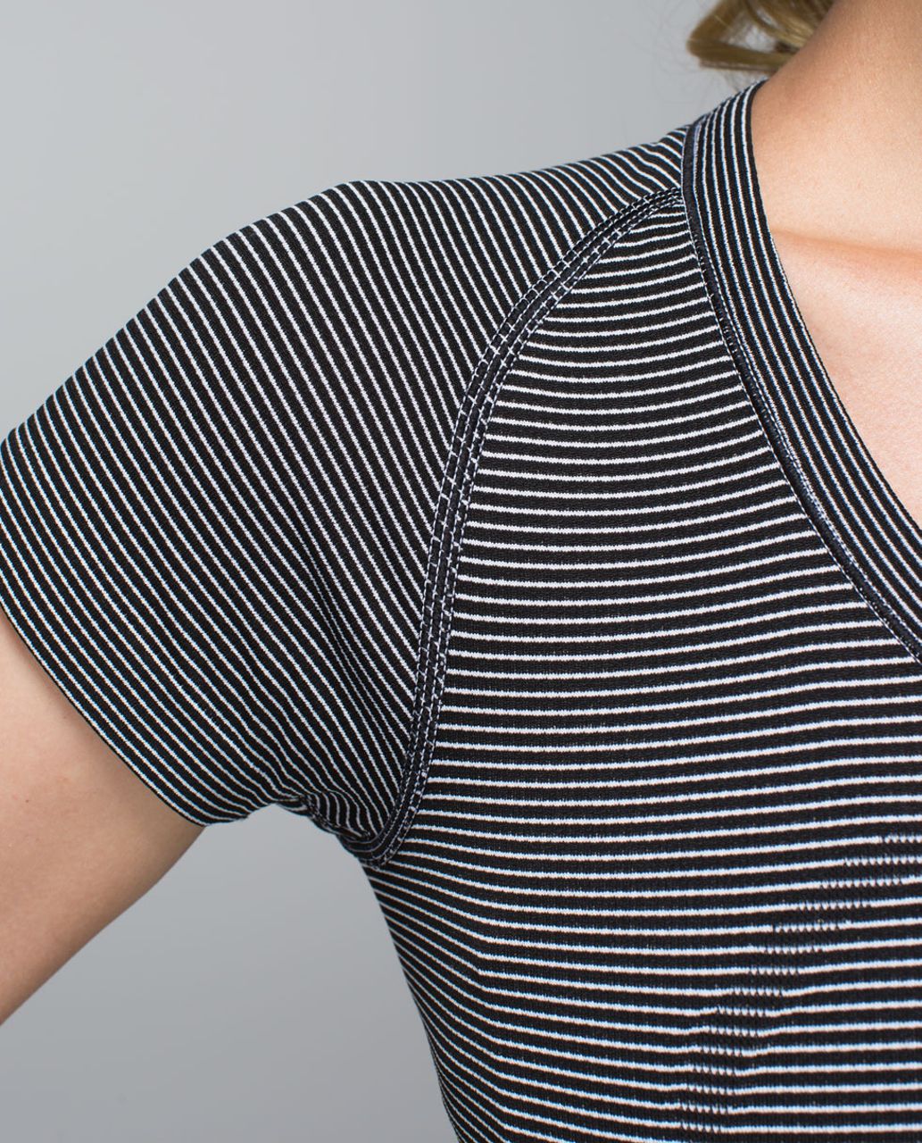 Lululemon Run:  Swiftly Tech Short Sleeve Scoop - Hyper Stripe Black