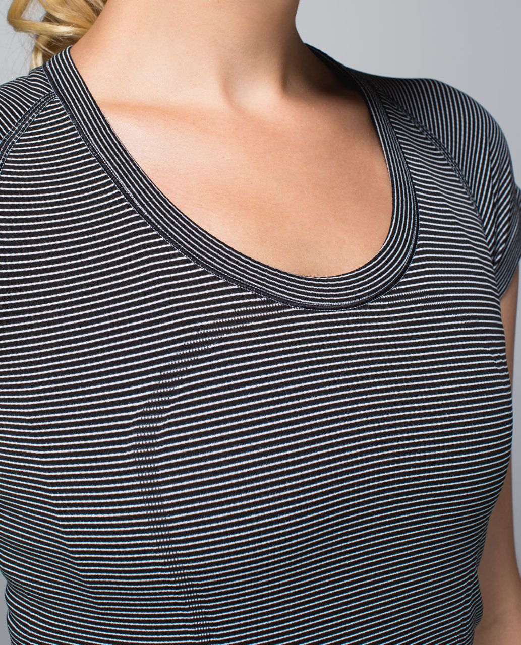 Lululemon Run:  Swiftly Tech Short Sleeve Scoop - Hyper Stripe Black