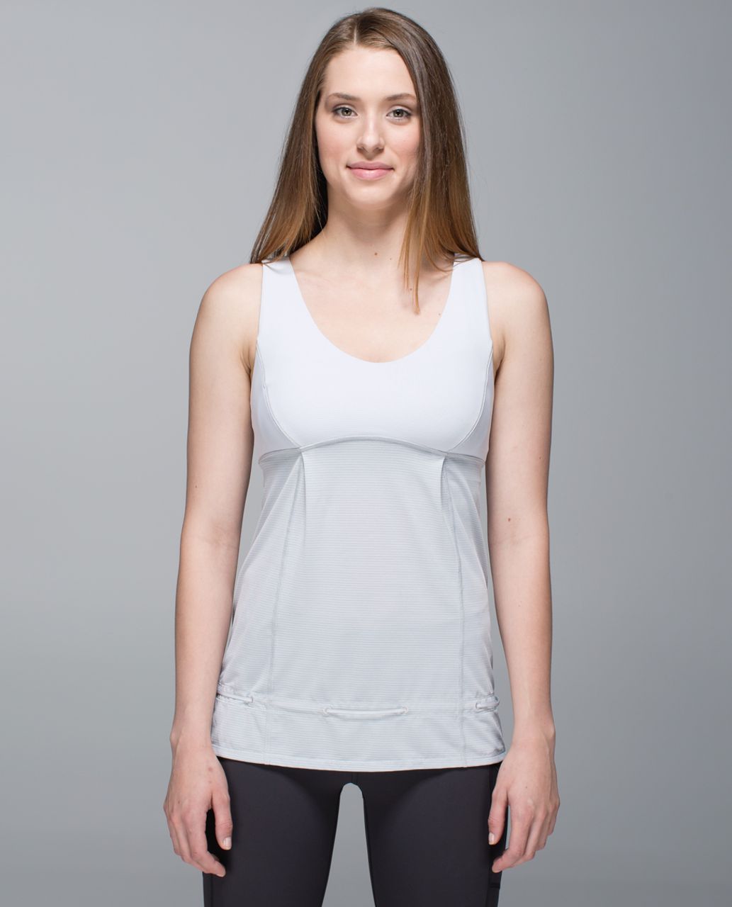 Lululemon Hustle & Bustle Tank - Heathered Light Grey / Wee Stripe White Silver Spoon