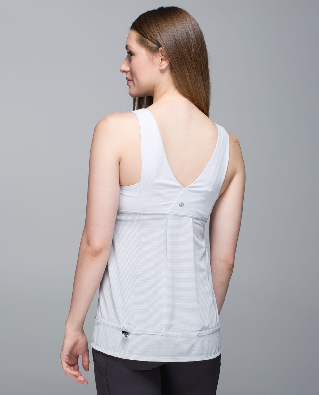 Lululemon Hustle & Bustle Tank - Heathered Light Grey / Wee Stripe White Silver Spoon