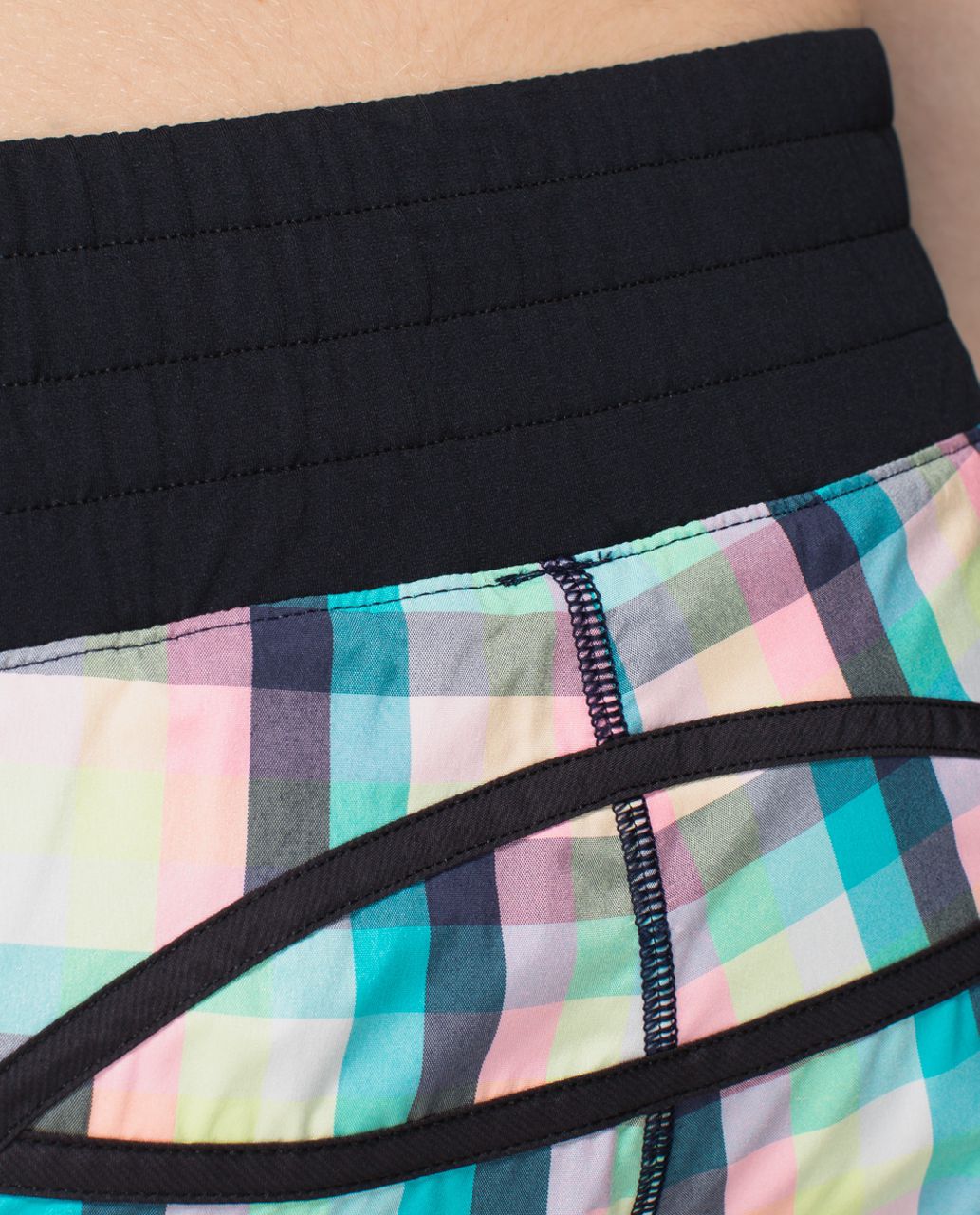 Lululemon Tracker Short II *2-way Stretch - Wee Wheezy Check Bleached Coral Cadet Blue / Black