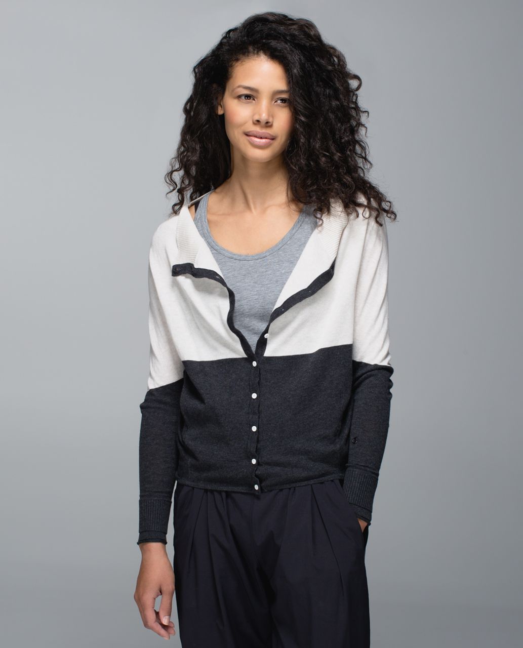 Lululemon After Class Cardigan - Heathered White / Heathered Black