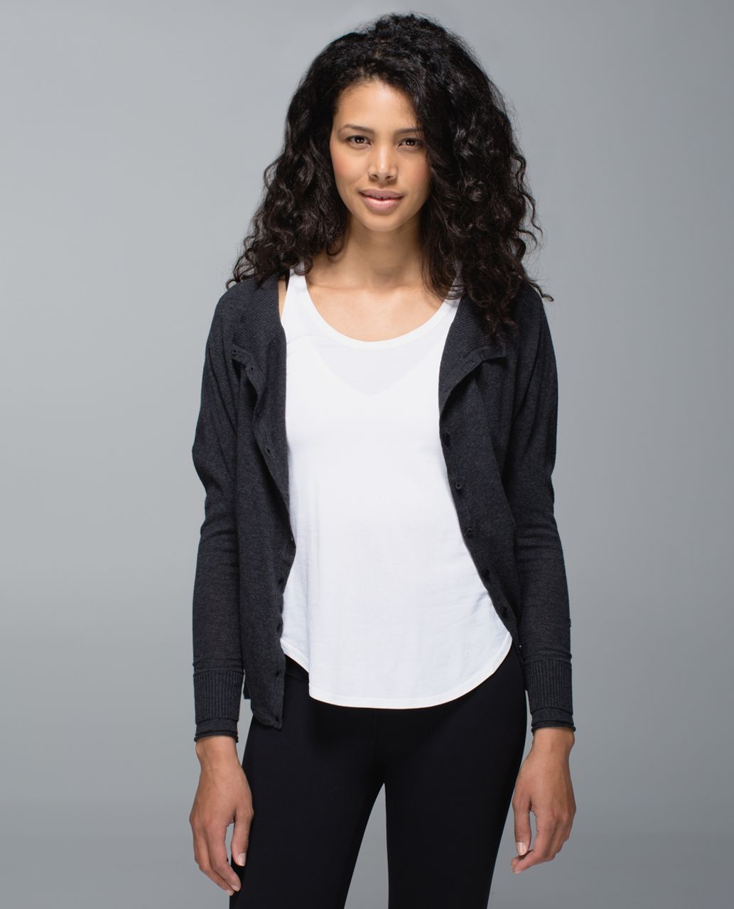 Lululemon After Class Cardigan - Heathered Black / Heathered White