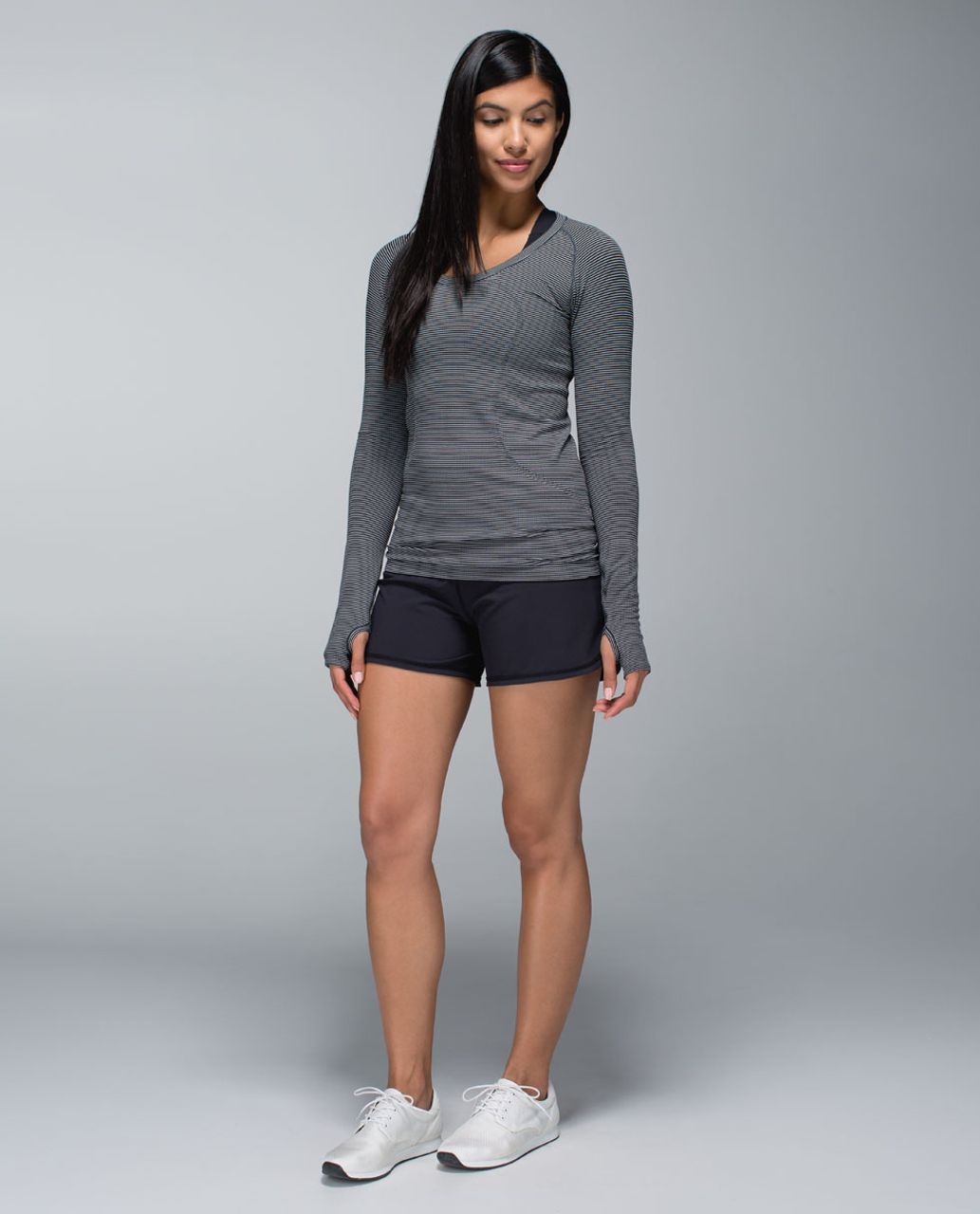 Lululemon Run:  Swiftly Tech Long Sleeve Scoop - Hyper Stripe Black