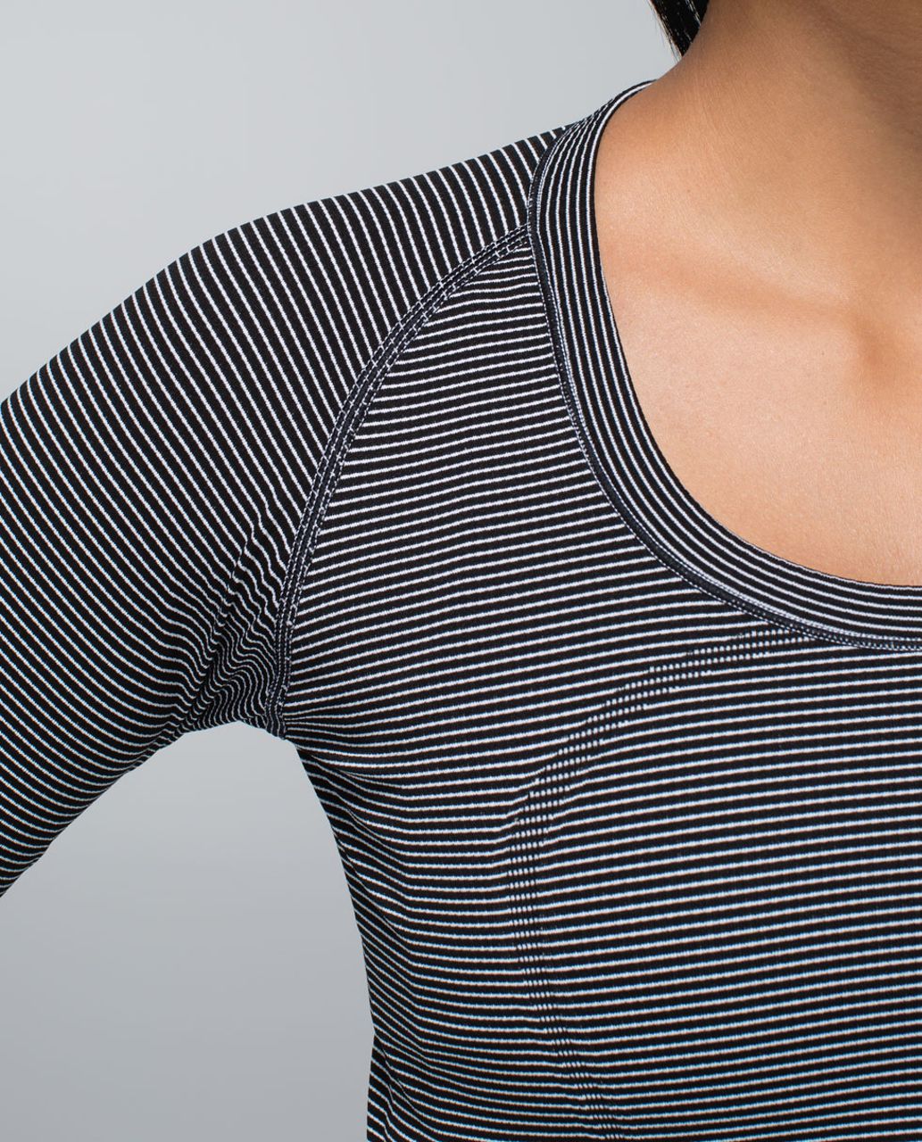Lululemon Run:  Swiftly Tech Long Sleeve Scoop - Hyper Stripe Black