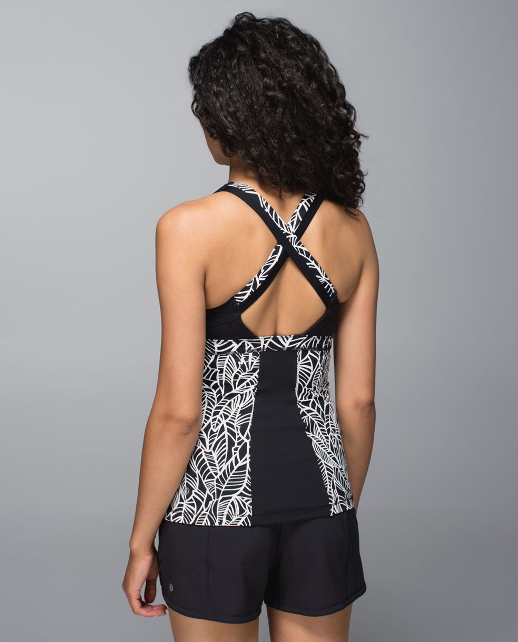 Lululemon Stuff Your Bra Tank II - Pretty Palm Black Angel Wing / Black