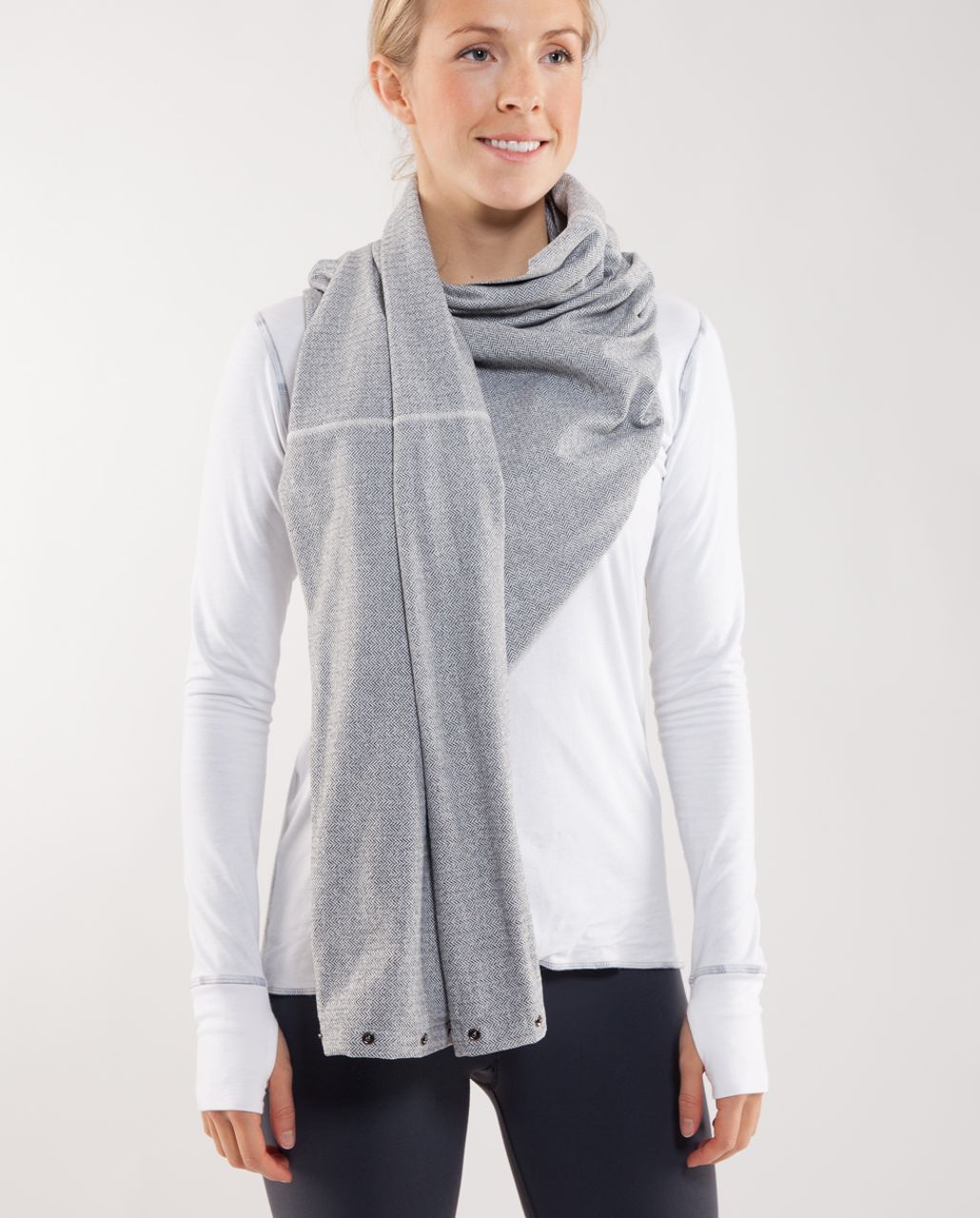 Lululemon Vinyasa Scarf - Heathered Deep Coal / Ghost Herringbone - lulu  fanatics