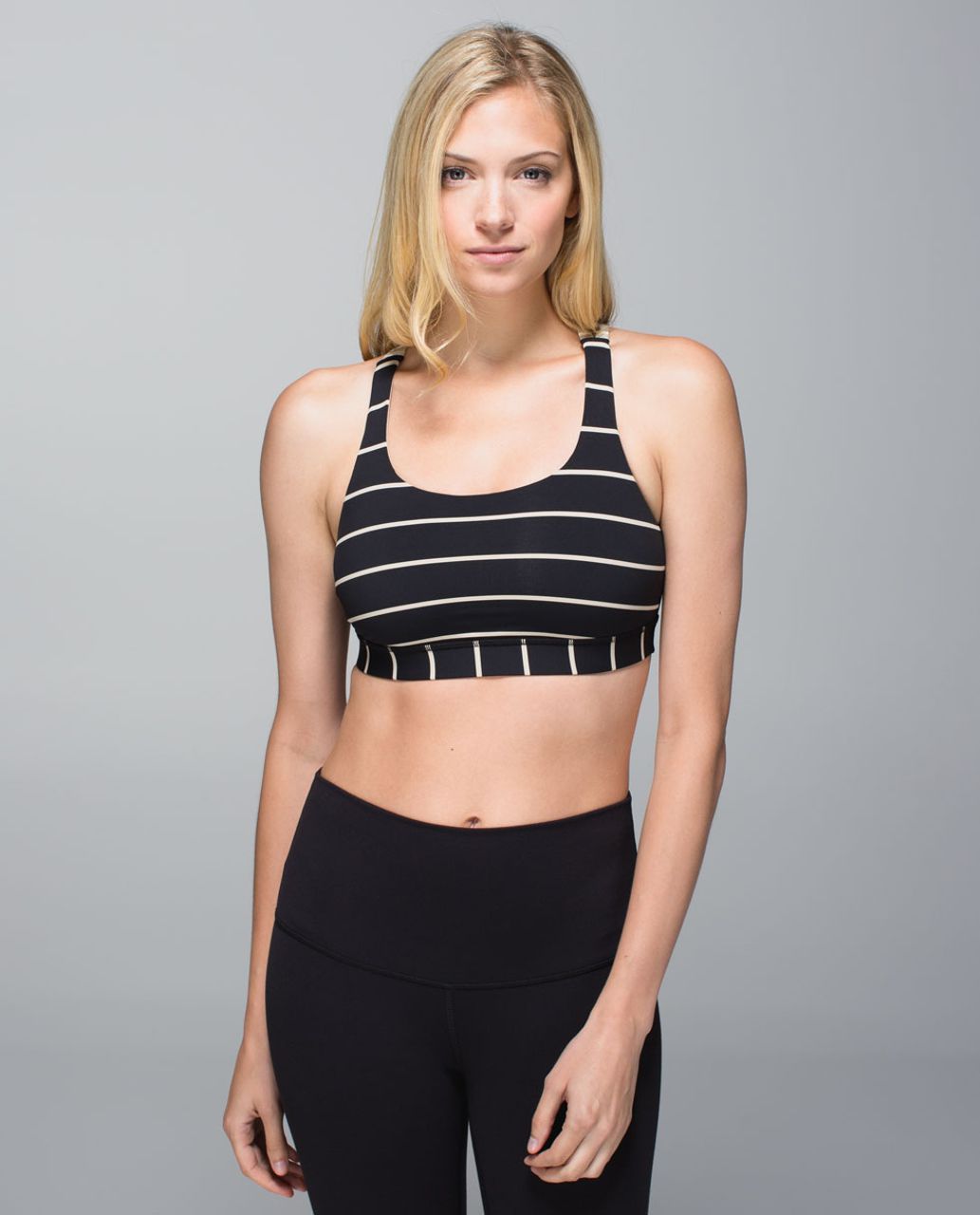 Lululemon ENERGY BRA SUPPORT, B-D Cup - 6 - Hype Stripe Black