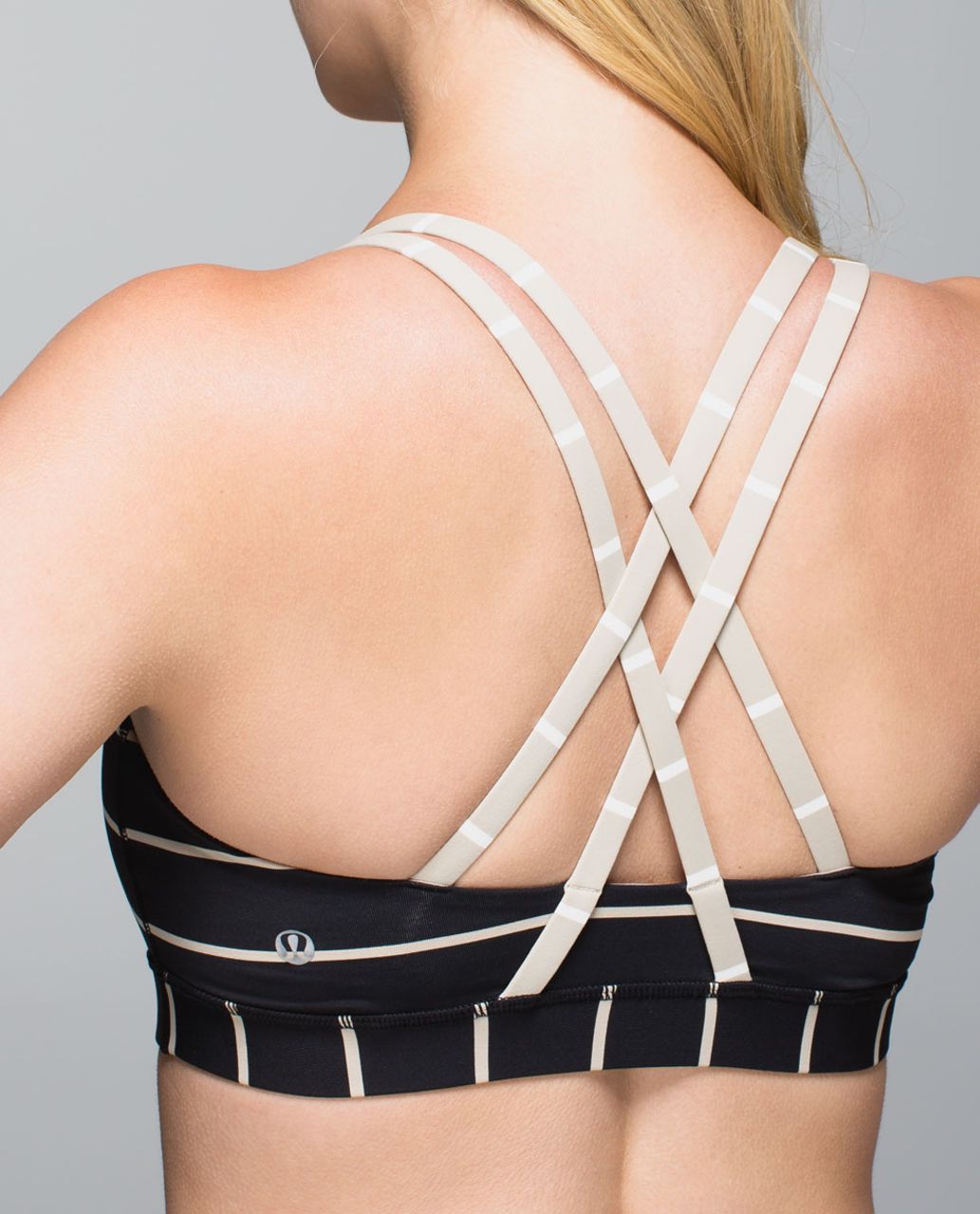 Lululemon Energy Bra - Cayman Stripe Black Mojave Tan / Cayman Stripe Mojave Tan Angel Wing