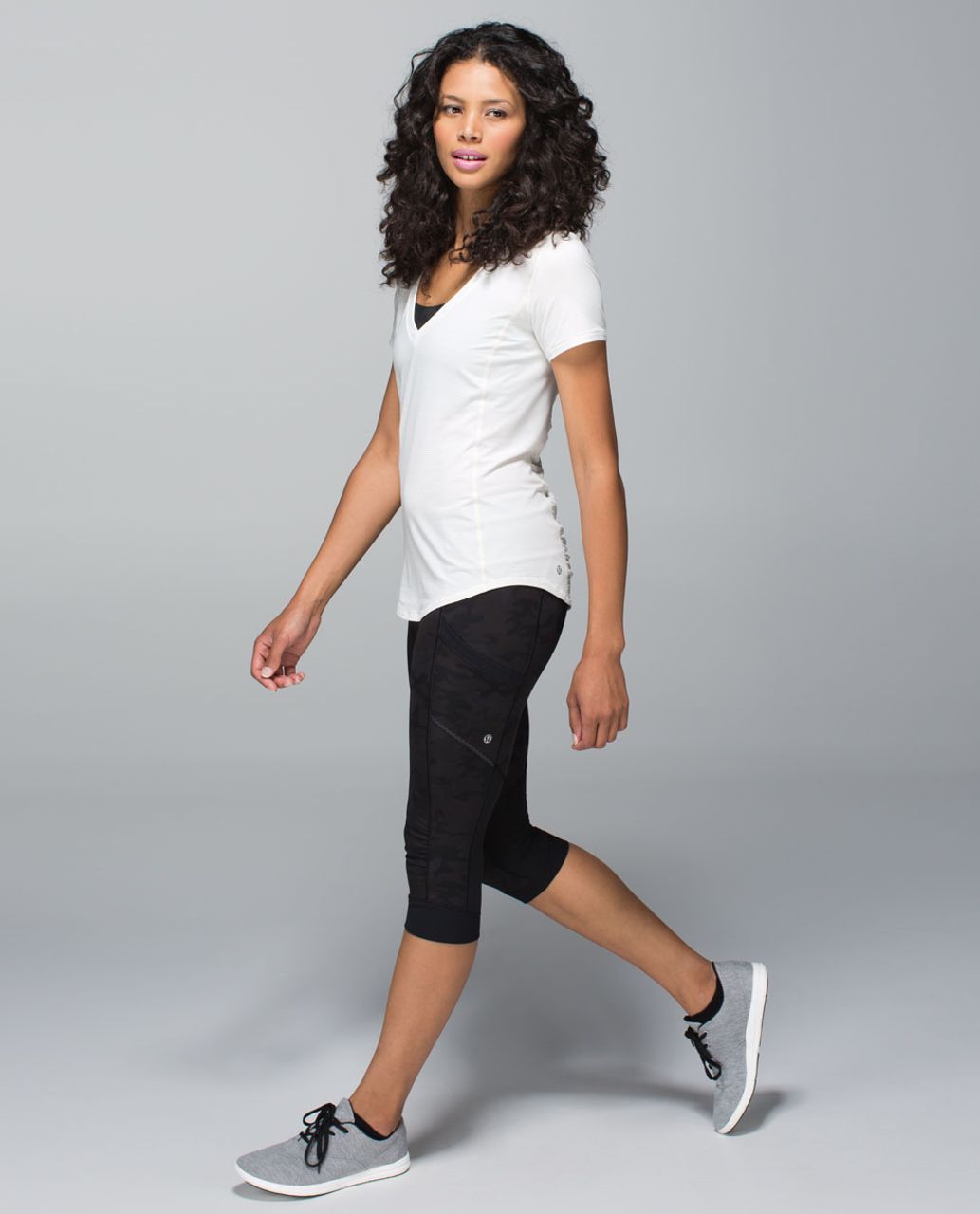 Lululemon Run For Fun Crop *Full-On Luxtreme - Savasana Camo 20cm New Black  / Black - lulu fanatics