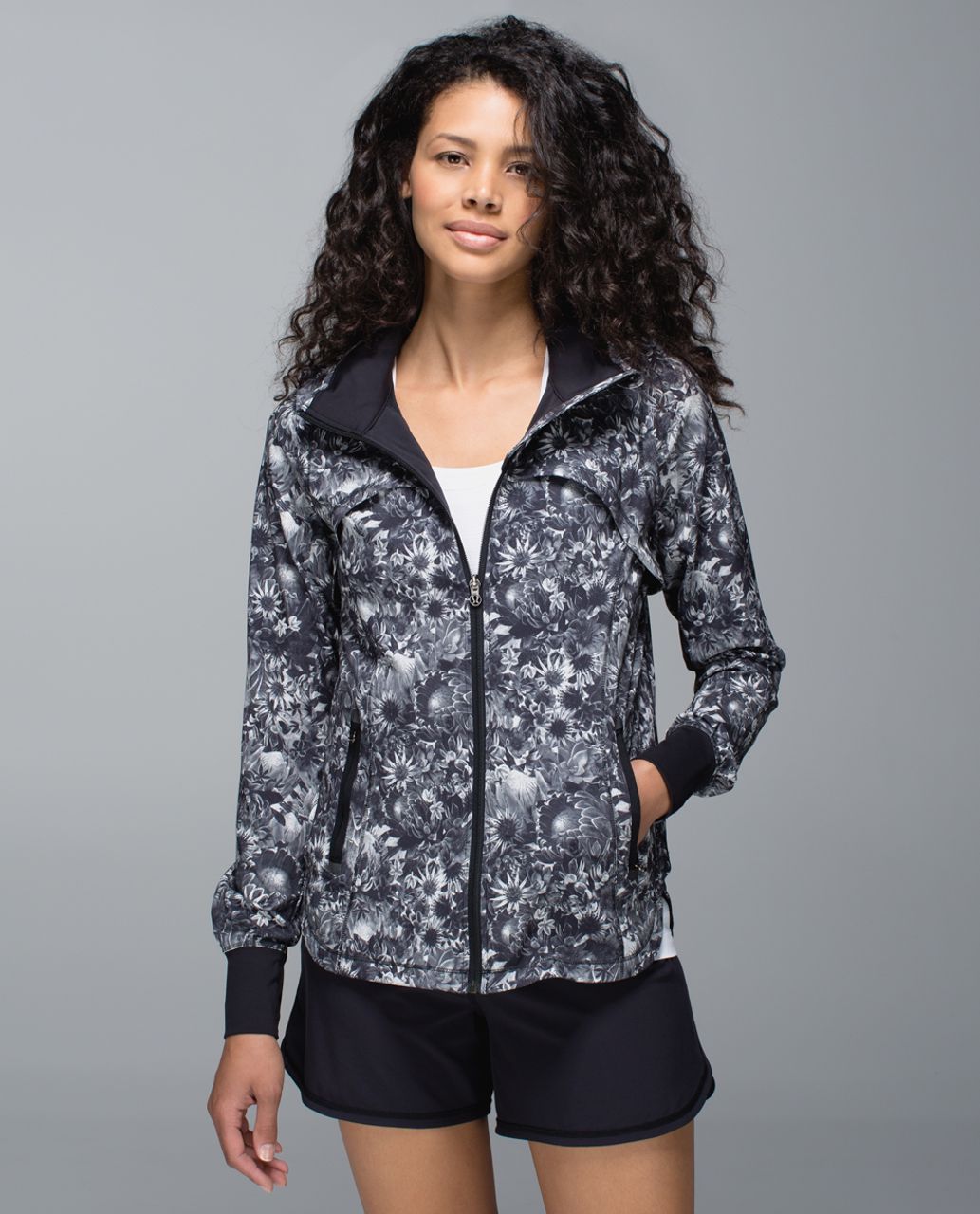 Lululemon Bring Back The Track Jacket - Flowabunga Black Angel Wing / Black