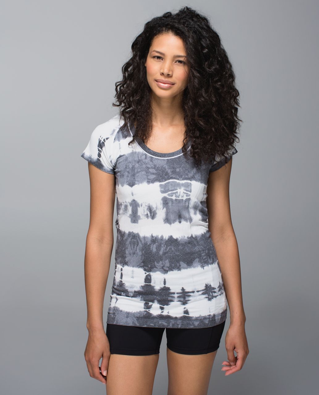 Lululemon Run:  Swiftly Tech Short Sleeve Scoop *Tie Dye - Heathered Black