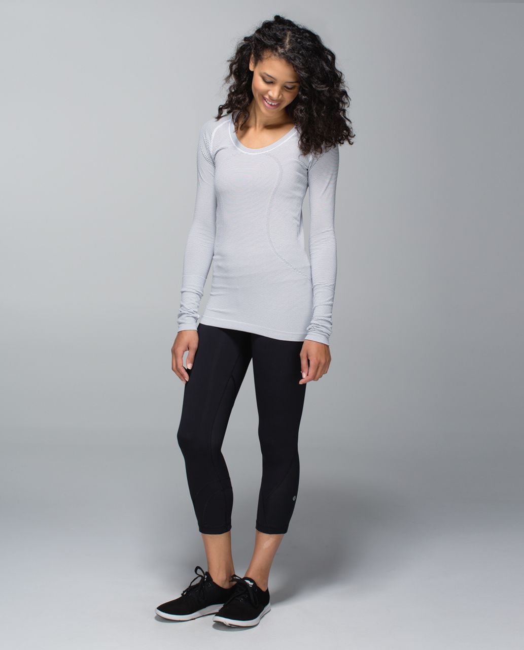 Lululemon Run:  Swiftly Tech Long Sleeve Scoop - Hyper Stripe White