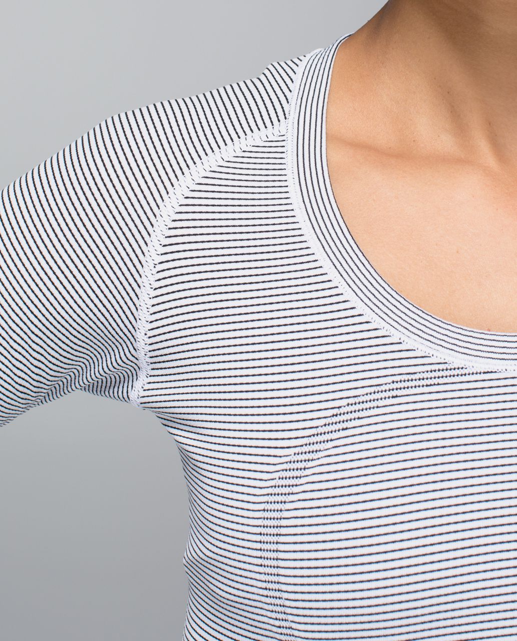 Lululemon Run:  Swiftly Tech Long Sleeve Scoop - Hyper Stripe White