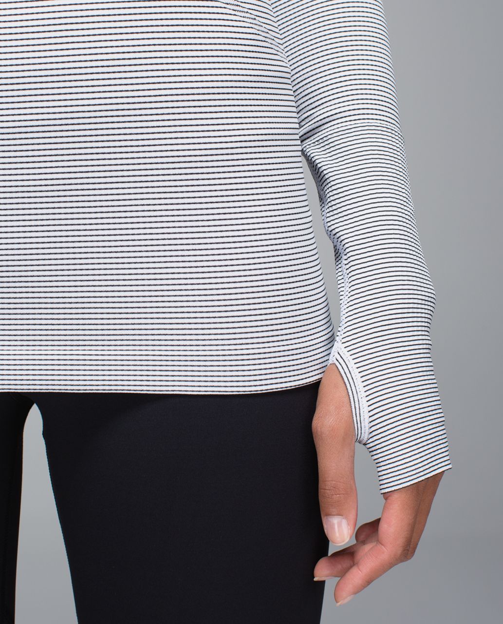 Lululemon Run:  Swiftly Tech Long Sleeve Scoop - Hyper Stripe White