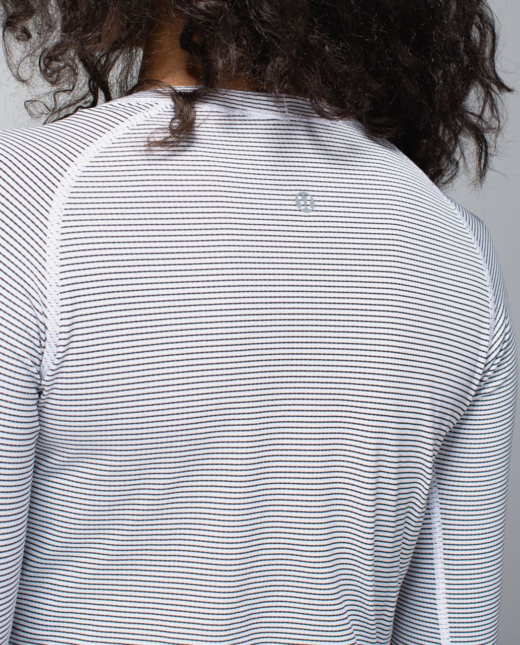 Lululemon Run:  Swiftly Tech Long Sleeve Scoop - Hyper Stripe White