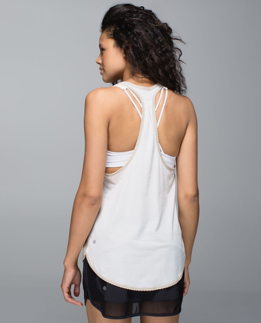 Lululemon 105 F Singlet - Heathered Mojave Tan / Heathered Angel White