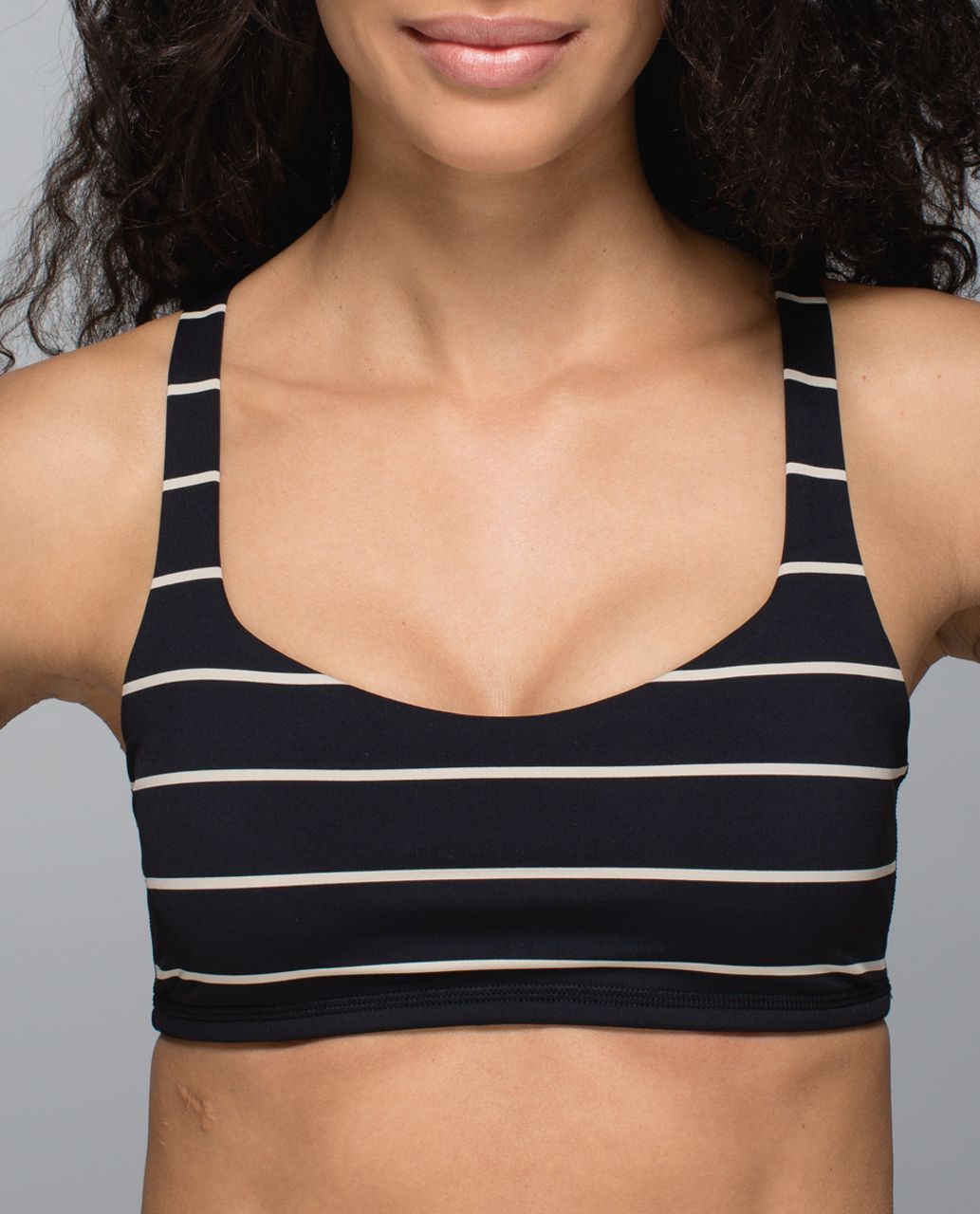 Lululemon Free To Be Bra - Cayman Stripe Black Mojave Tan / Cayman Stripe Mojave Tan Angel Wing