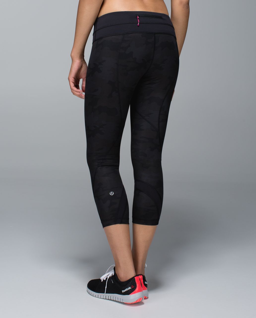 Lululemon Women's Size 6 Run Inspire Crop Leggings Black Pink Zip