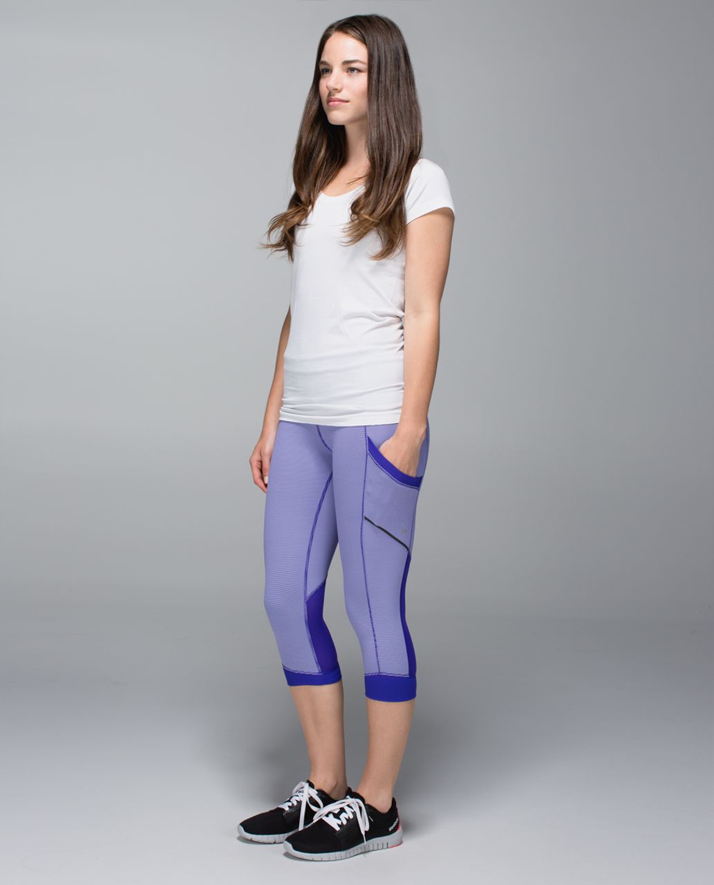 Lululemon Run For Fun Crop - Wee Stripe Bruised Berry / Bruised Berry