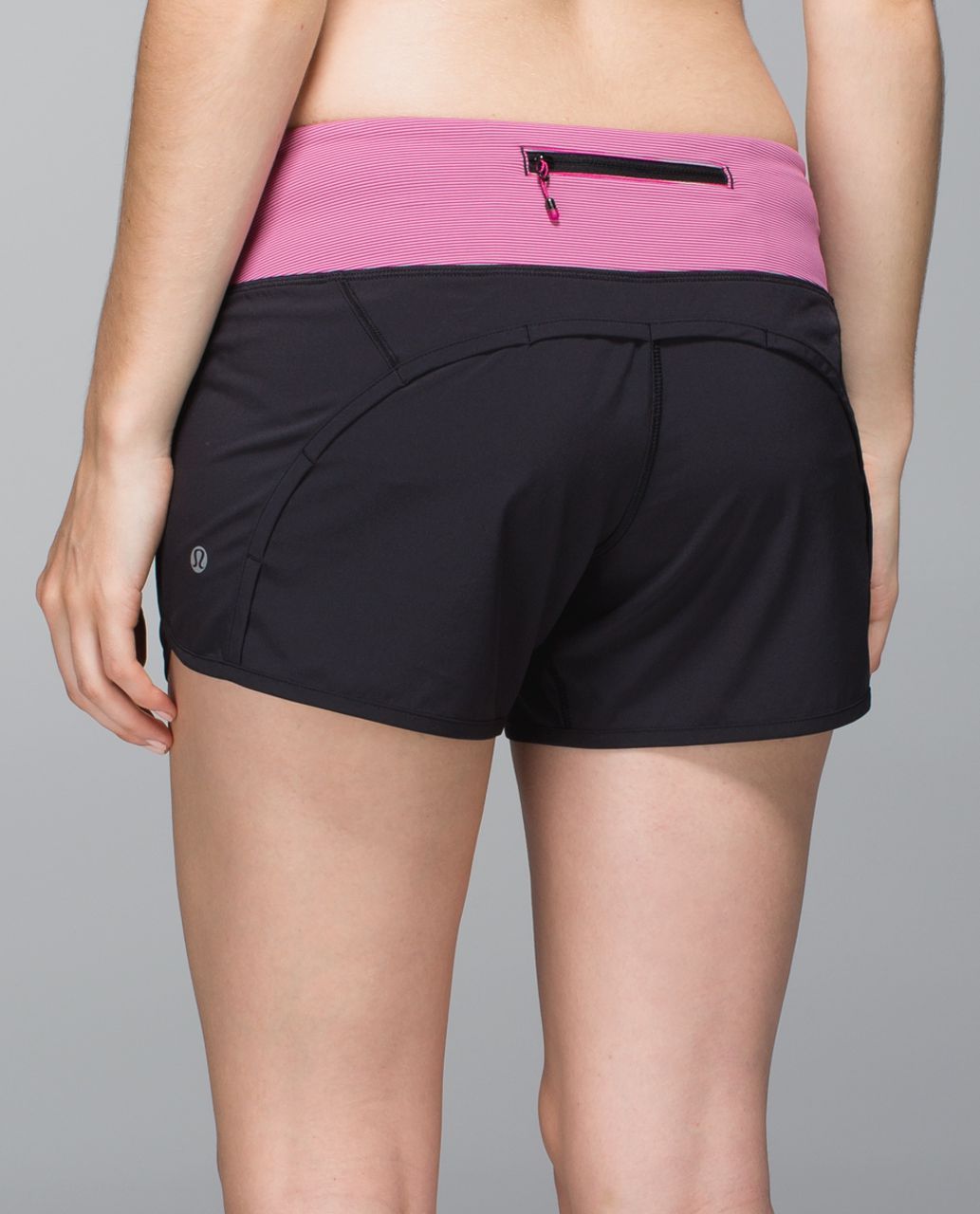 Lululemon Run Times Short *4-way stretch - Black / Wee Stripe Jewelled Magenta / Jewelled Magenta