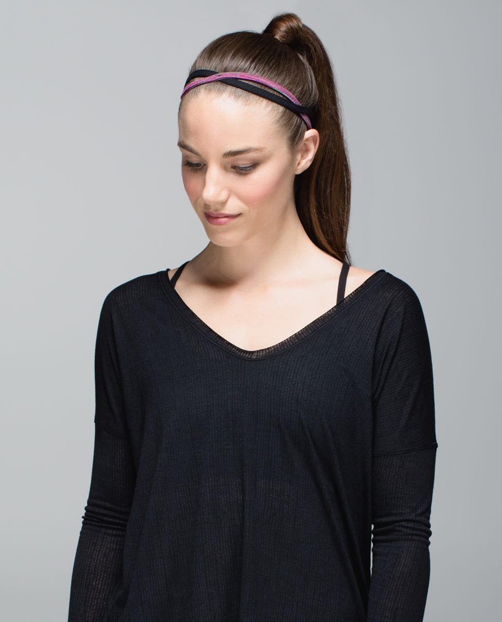 Lululemon Criss Cross Headband - Black / Wee Are From Space Jewelled Magenta