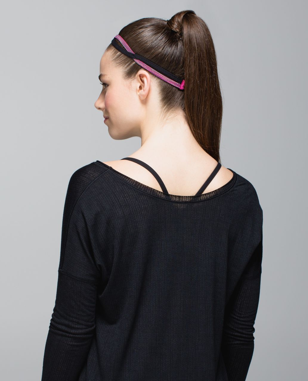 Lululemon Criss Cross Headband - Black / Wee Are From Space Jewelled Magenta